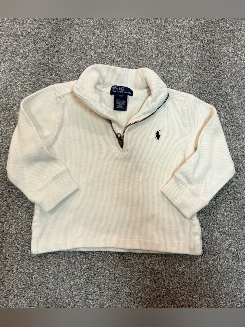 Polo by Ralph Lauren Cream Half-Zip Sweater with Navy Pony